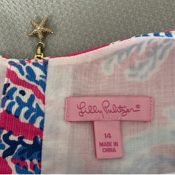 Lilly Pulitzer Cathy Samba Vibrant Pink and Blue Sleeveless Dress Size 14 - Picture 4 of 10